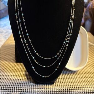 Elegant 60 Inches Long Silver and Turquoise Necklace